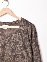 花柄 Vネックカットソー