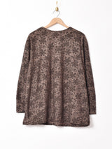 花柄 Vネックカットソー