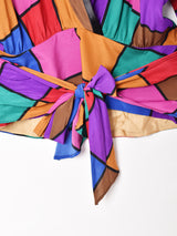 西ドイツ製 マルチカラー 長袖シルクブラウス