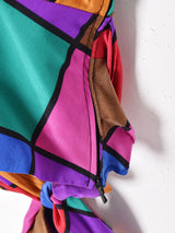 西ドイツ製 マルチカラー 長袖シルクブラウス