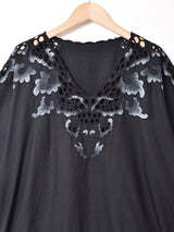 カットワーク ノーカラー 半袖トップス