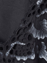 カットワーク ノーカラー 半袖トップス