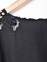 カットワーク ノーカラー 半袖トップス