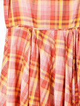 チェック レース 半袖ワンピース