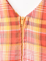 チェック レース 半袖ワンピース