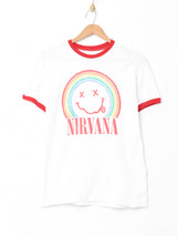 NIRVANA ロゴプリント リンガーTシャツ