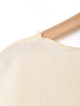 花刺繍 カットワーク ノーカラートップス