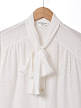 ドイツ製 織柄 長袖 ボウタイブラウス