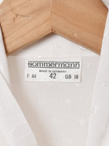 ドイツ製 織柄 長袖 ボウタイブラウス