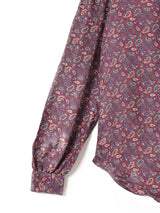 ペイズリー柄 フリルネック 長袖ブラウス