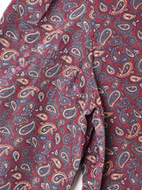 ペイズリー柄 フリルネック 長袖ブラウス