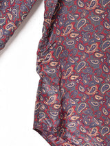 ペイズリー柄 フリルネック 長袖ブラウス