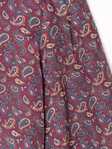 ペイズリー柄 フリルネック 長袖ブラウス