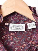 ペイズリー柄 フリルネック 長袖ブラウス