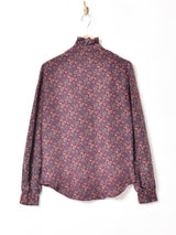 ペイズリー柄 フリルネック 長袖ブラウス