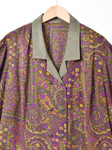 総柄 長袖 ダブルボタン オープンカラーシャツ