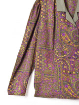 総柄 長袖 ダブルボタン オープンカラーシャツ