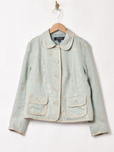 織柄 ラウンドカラージャケット