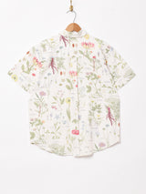 Emerald Motelフラワー ボタニカル柄 リネンミックス 半袖シャツ