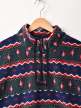 総柄 プルオーバー フリース ジャケット