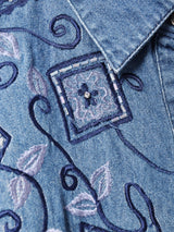 刺繍×ビーズ装飾 長袖デニムシャツ