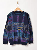 総柄 コットン セーター