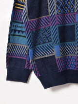 総柄 コットン セーター