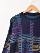 総柄 コットン セーター