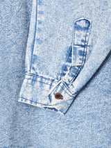 パッチ付き 長袖 ケミカルウォッシュデニムシャツ