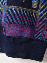 総柄 コットン セーター