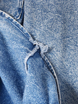 パッチ付き 長袖 ケミカルウォッシュデニムシャツ