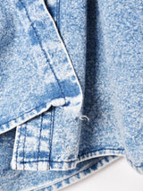 パッチ付き 長袖 ケミカルウォッシュデニムシャツ