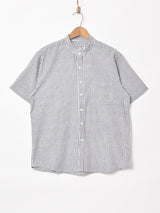 【2色展開】TEMPTATIONストライプ柄 バンドカラー半袖シャツ