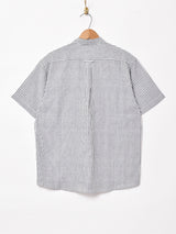 【2色展開】TEMPTATIONストライプ柄 バンドカラー半袖シャツ