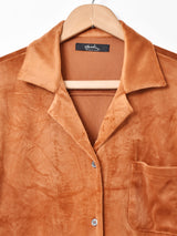 【3色展開】Meridian オープンカラー ベロアシャツ