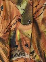 総柄 スタンドカラー ダブルボタン 長袖シャツ