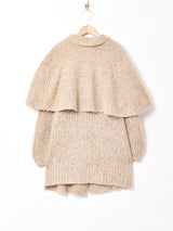 ケープ付き ミックスヤーン モヘアカーディガン