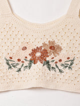 Meridian 花刺繍 クロシェキャミソール