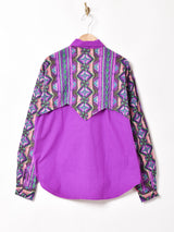 カット 切り替えデザイン 長袖シャツ