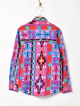 ネイティブ柄 長袖 デザインシャツ