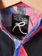 スタンドカラー 総柄 長袖 デザインシャツ