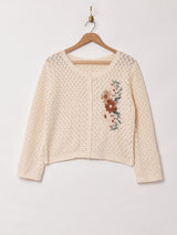 Meridian 花刺繍 クロシェカーディガン