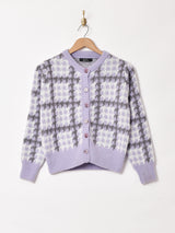 Meridian 千鳥格子柄 ニットカーディガン