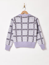 Meridian 千鳥格子柄 ニットカーディガン