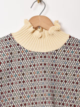 【3色展開】 総柄 タペストリー リブトップス