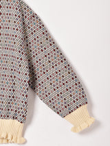 【3色展開】 総柄 タペストリー リブトップス