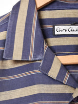 ボーダー 半袖オープンカラーシャツ