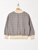 【3色展開】 総柄 タペストリー リブトップス