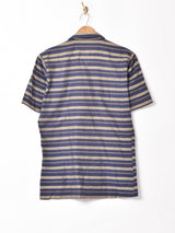 ボーダー 半袖オープンカラーシャツ