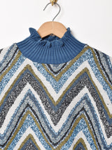 【3色展開】 総柄 タペストリー リブトップス